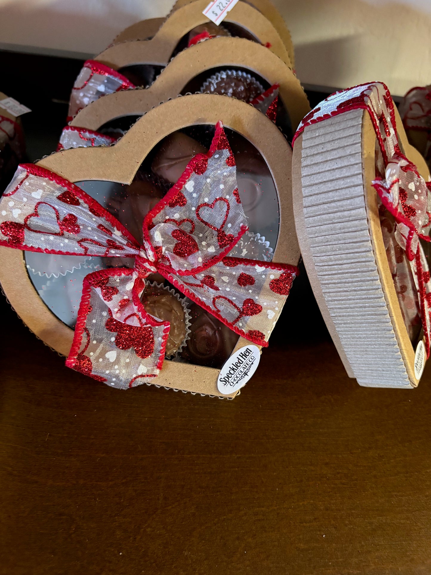 small heart shapped box of chocolate